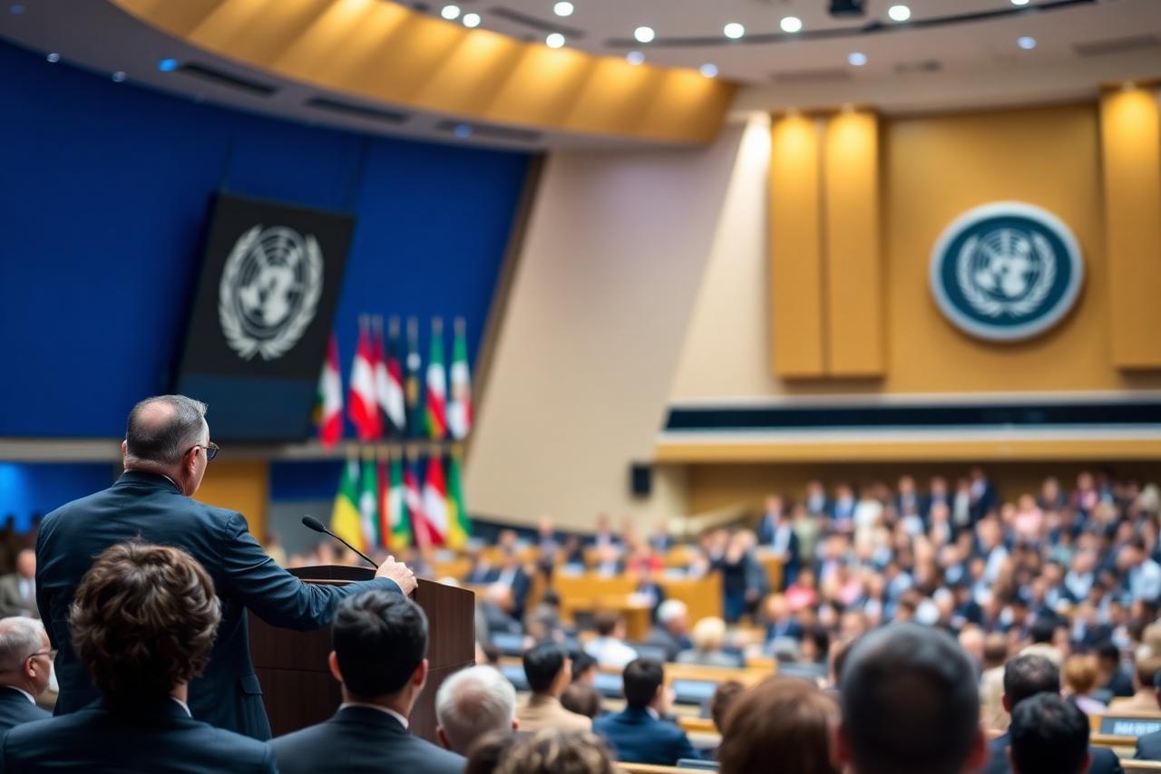 Speaker at a UN-style assembly